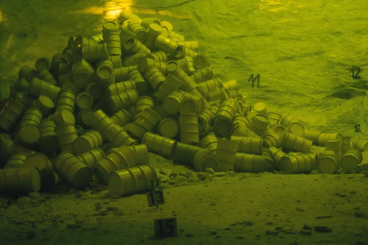 Toxic waste in steel barrels.